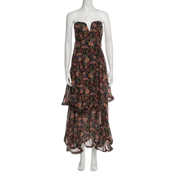 Nicholas Flowy Silk Gown SZ 2 Floral Chiffon Formal Maxi Dress Strapless Glam - Picture 15 of 15